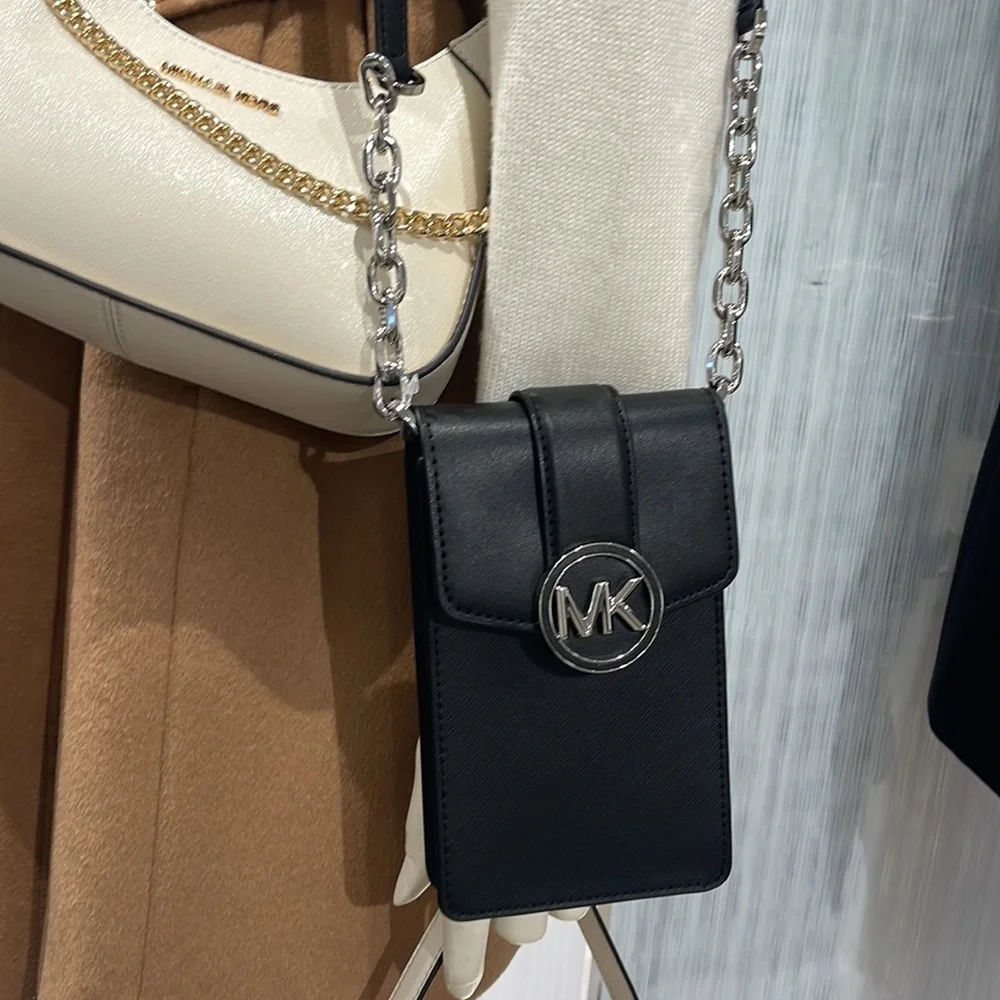 Michael Kors Carmen Small Logo Smartphone Crossbody Bag  Black  NWT